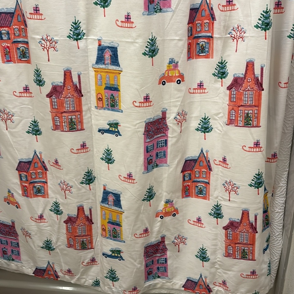 Winter Village Shower Curtain Whimsical Fun Standard Size Final Sale - Picture 4 of 9